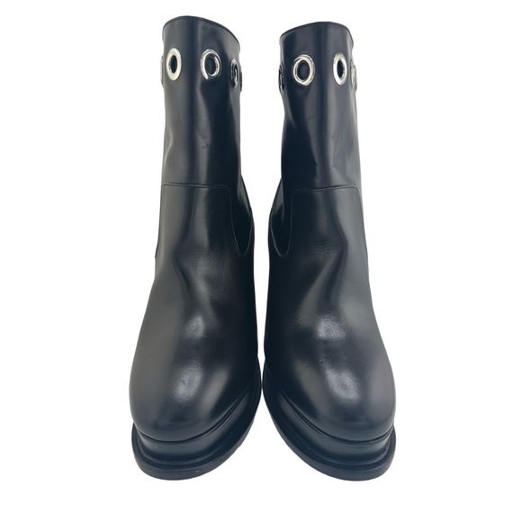 Alexander‎ McQueen Eyelet Black Leather Platform Heeled Boots EU 41.5 Unisex - Picture 4 of 15